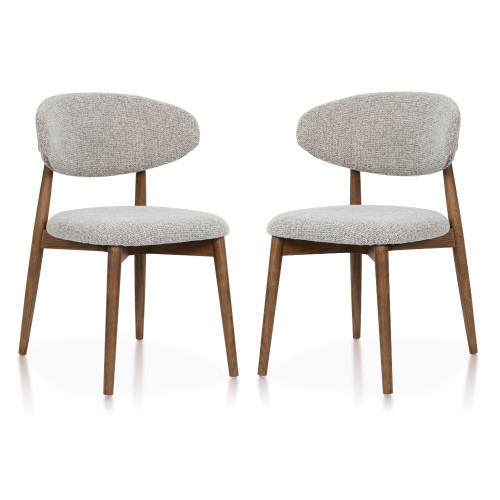 Lot de 2 chaises Skandi en bois couleur noyer et assise en tissu chiné