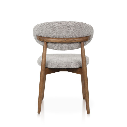 Chaises Skandi en bois massif aspect noyer et assise en tissu chiné