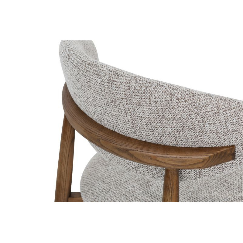 Chaises Skandi en bois massif aspect noyer et assise en tissu chiné