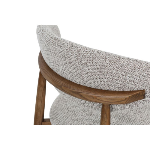 Chaises Skandi en bois massif aspect noyer et assise en tissu chiné