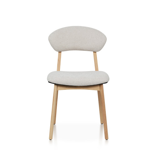LINA - Lot de 2 chaises bois d'hévéa et tissu chiné | KOSMI 2