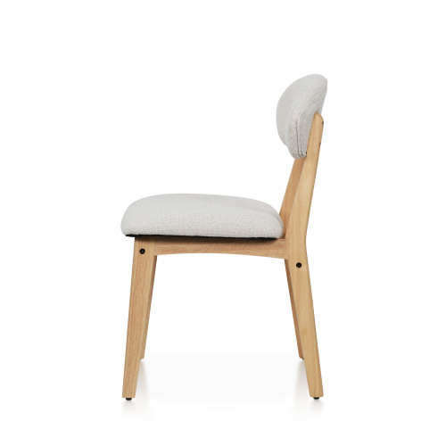 LINA - Lot de 2 chaises bois d'hévéa et tissu chiné | KOSMI