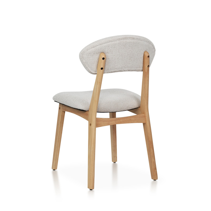 LINA - Lot de 2 chaises bois d'hévéa et tissu chiné | KOSMI