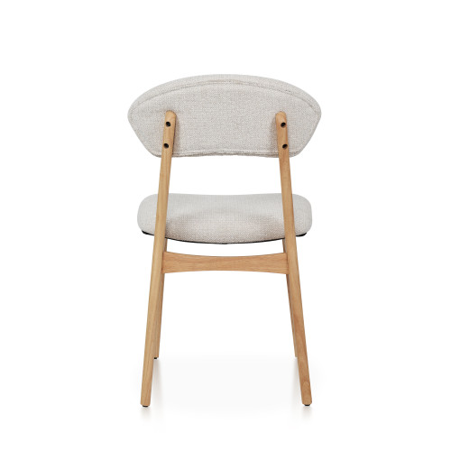LINA - Lot de 2 chaises bois d'hévéa et tissu chiné | KOSMI