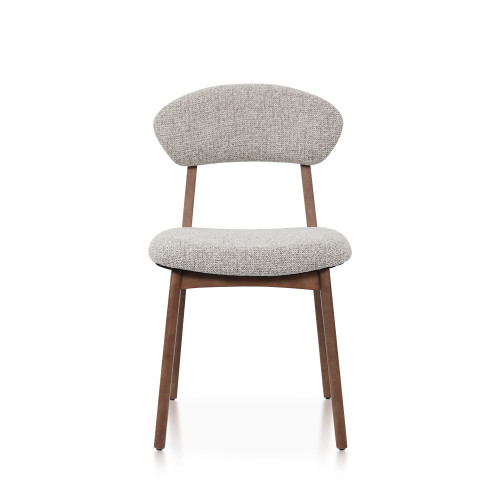 LINA - Lot de 2 chaises bois aspect noyer et tissu chiné | KOSMI 2