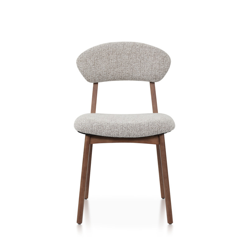 LINA - Lot de 2 chaises bois aspect noyer et tissu chiné | KOSMI