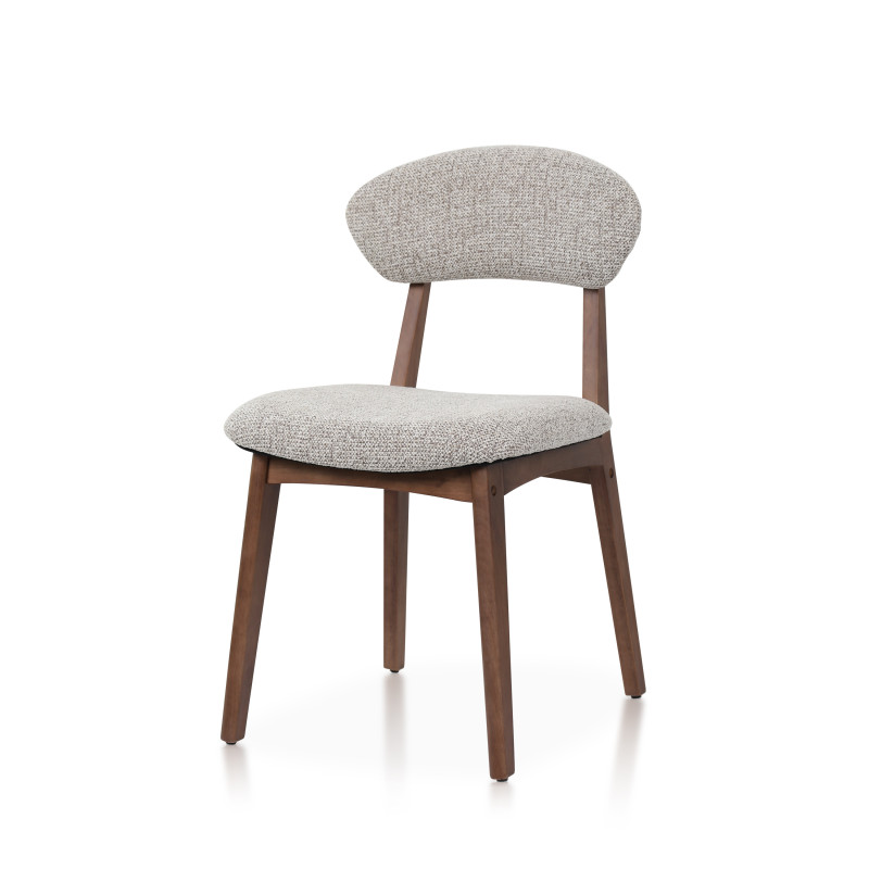 LINA - Lot de 2 chaises bois aspect noyer et tissu chiné | KOSMI