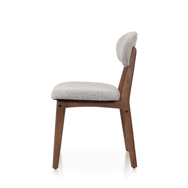 LINA - Lot de 2 chaises bois aspect noyer et tissu chiné | KOSMI