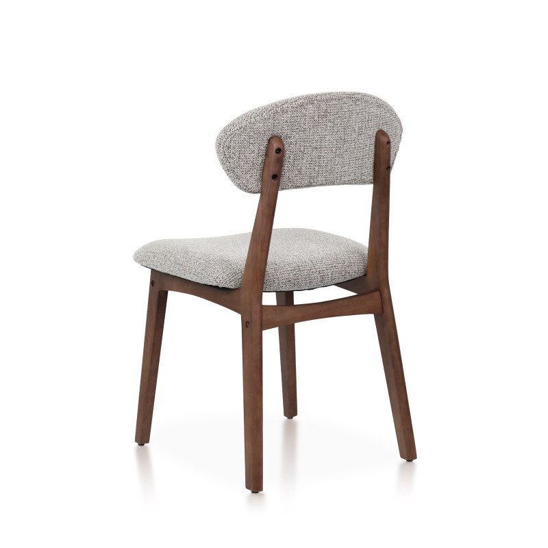 LINA - Lot de 2 chaises bois aspect noyer et tissu chiné | KOSMI