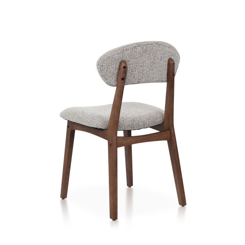 LINA - Lot de 2 chaises bois aspect noyer et tissu chiné | KOSMI