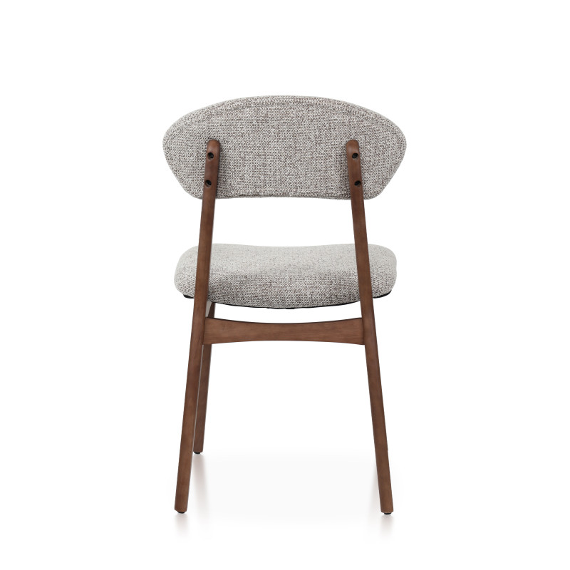 LINA - Lot de 2 chaises bois aspect noyer et tissu chiné | KOSMI