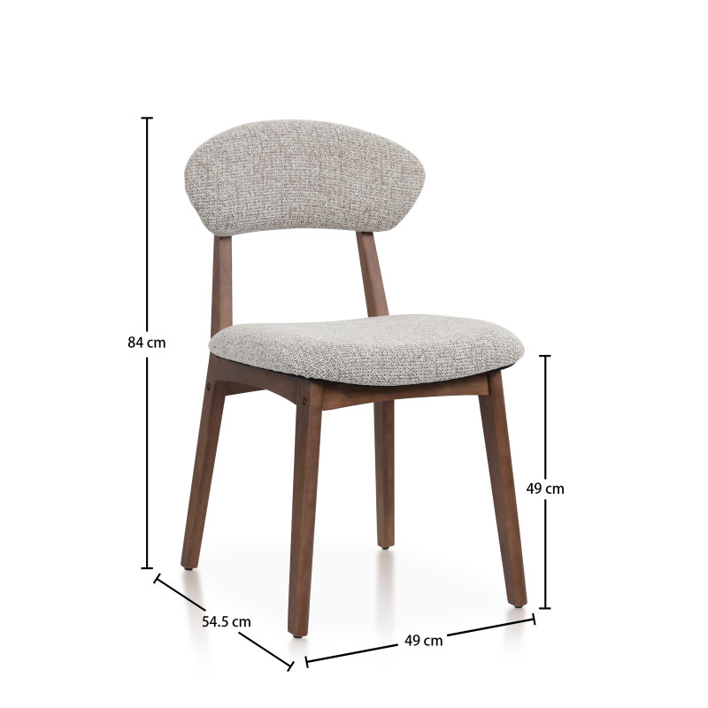 LINA - Lot de 2 chaises bois aspect noyer et tissu chiné | KOSMI