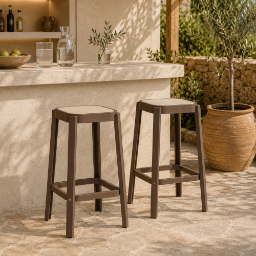 Tabouret Oasis en Résine café – Empilable, Léger, Cuisine, Îlot et Comptoir 2