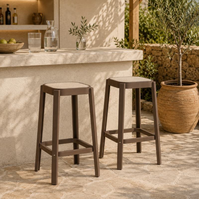Tabouret Oasis en Résine – Empilable, Léger, Cuisine, Îlot et Comptoir