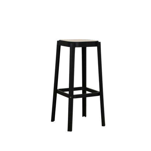 Tabouret Oasis en Résine noir hauteur 75cm – Empilable, Léger, Cuisine, Îlot et Comptoir