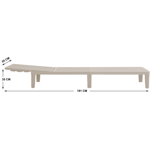 Transat de jardin beige réglable 4 positions | KOSMI