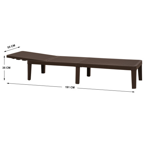 Transat de jardin marron café réglable 4 positions | KOSMI