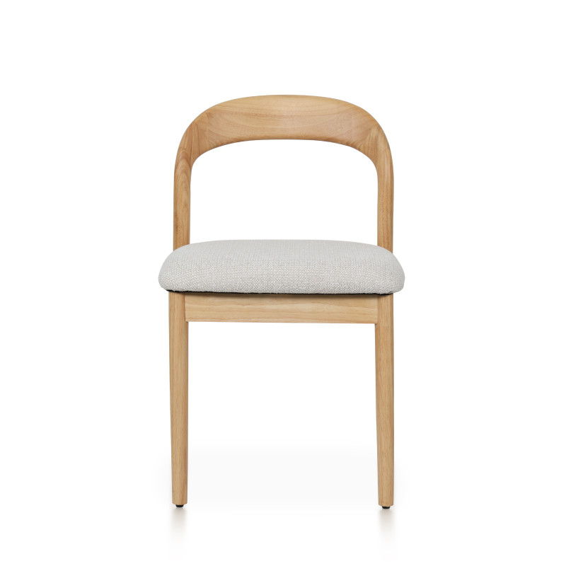 Lot de 2 chaises Elena en Bois d'hévéa et Tissu chiné rembourré| KOSMI