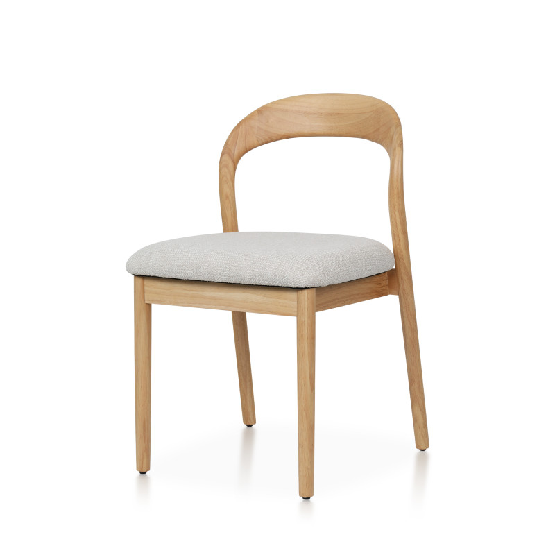 Lot de 2 chaises Elena en Bois d'hévéa et Tissu chiné rembourré| KOSMI