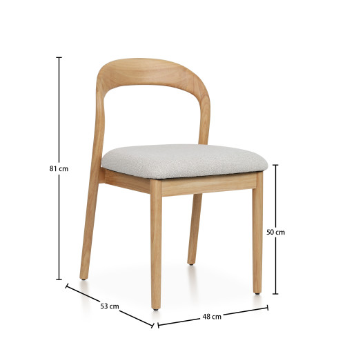 Lot de 2 chaises Elena en Bois d'hévéa et Tissu chiné rembourré| KOSMI