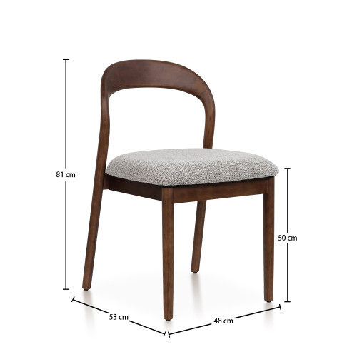 Lot de 2 chaises Elena en Bois d'hévéa et Tissu chiné rembourré| KOSMI