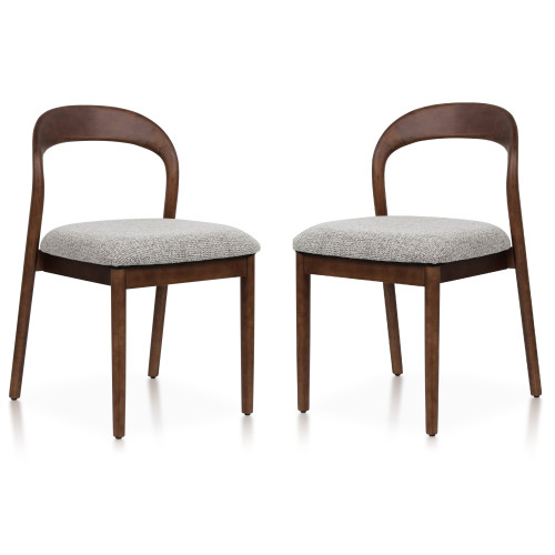 Lot de 2 chaises Elena en Bois d'hévéa et Tissu chiné rembourré