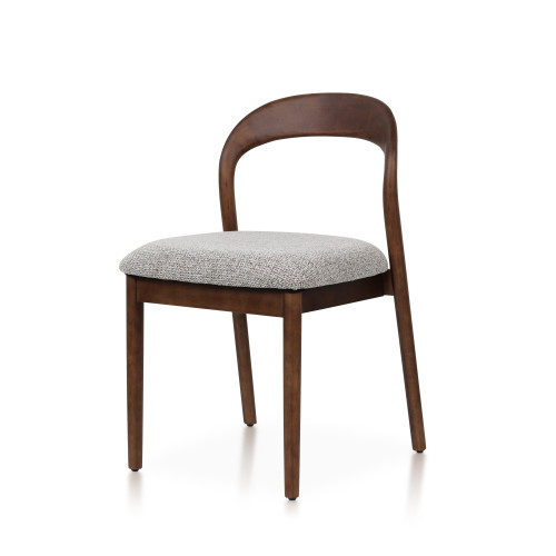 Lot de 2 chaises Elena en Bois d'hévéa et Tissu chiné rembourré 2
