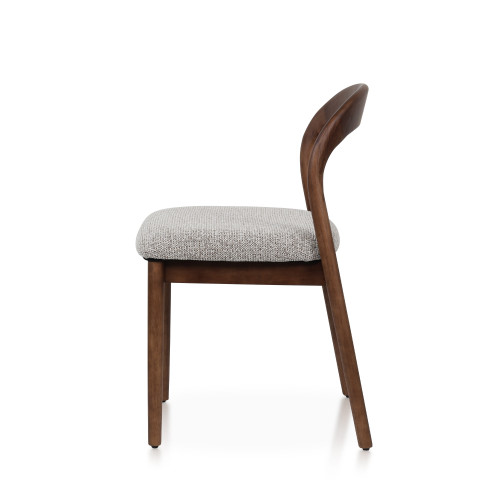 Chaise Elena en Bois d'hévéa et Tissu chiné rembourré brun 2