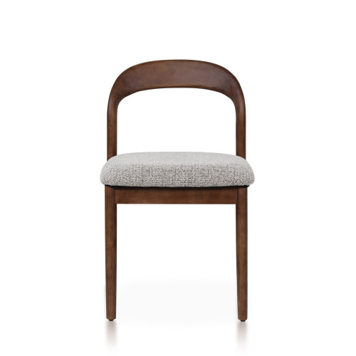 Chaise Elena en Bois d'hévéa et Tissu chiné rembourré brun | KOSMI