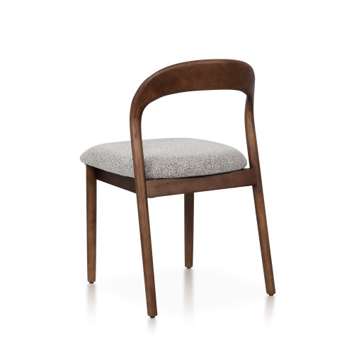 Chaise Elena en Bois d'hévéa et Tissu chiné rembourré brun | KOSMI