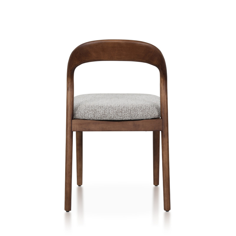 Chaise Elena en Bois d'hévéa et Tissu chiné rembourré brun | KOSMI