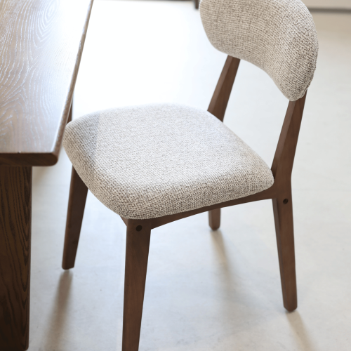 LINA - Lot de 2 chaises bois aspect noyer et tissu chiné | KOSMI