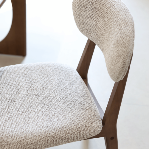 LINA - Lot de 2 chaises bois aspect noyer et tissu chiné | KOSMI