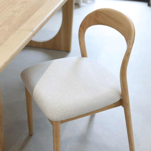 Lot de 2 chaises Elena en Bois d'hévéa et Tissu chiné rembourré| KOSMI