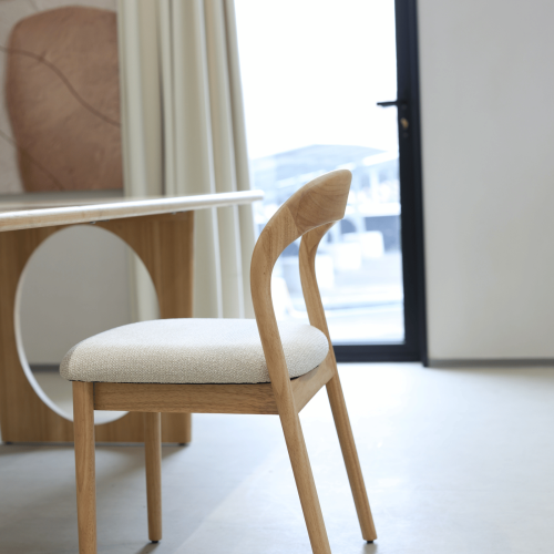 Lot de 2 chaises Elena en Bois d'hévéa et Tissu chiné rembourré| KOSMI