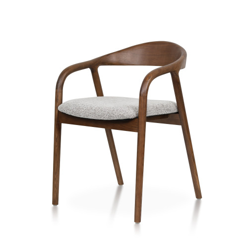 Chaise Salle à Manger Bois de Frêne et Tissu avec Accoudoirs, Rembourrée
