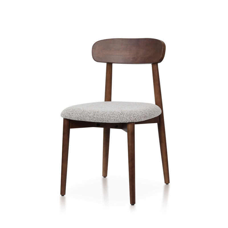 KOSMI - Chaise TERRA en bois aspect noyer et tissu chiné