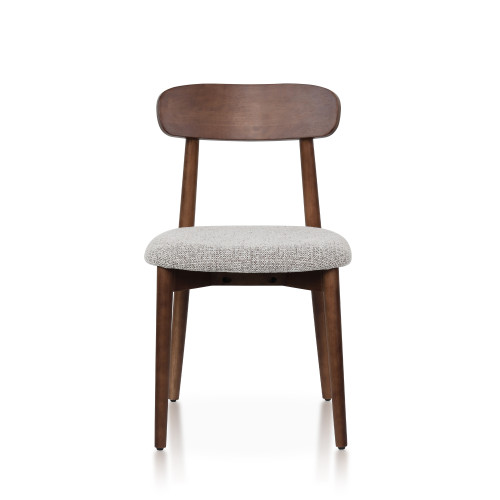 KOSMI - Chaise TERRA en bois aspect noyer et tissu chiné