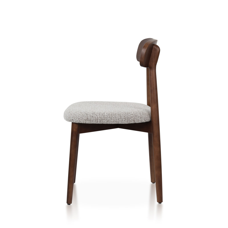 KOSMI - Chaise TERRA en bois aspect noyer et tissu chiné
