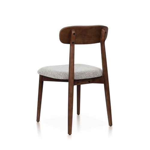 KOSMI - Chaise TERRA en bois aspect noyer et tissu chiné