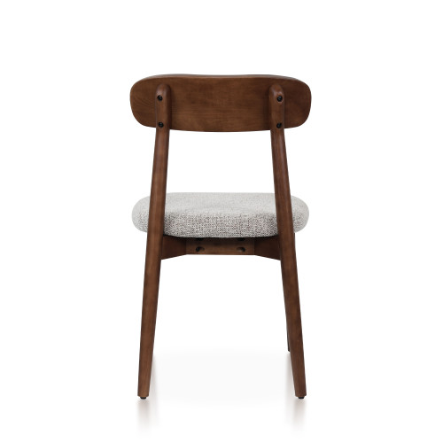 KOSMI - Chaise TERRA en bois aspect noyer et tissu chiné