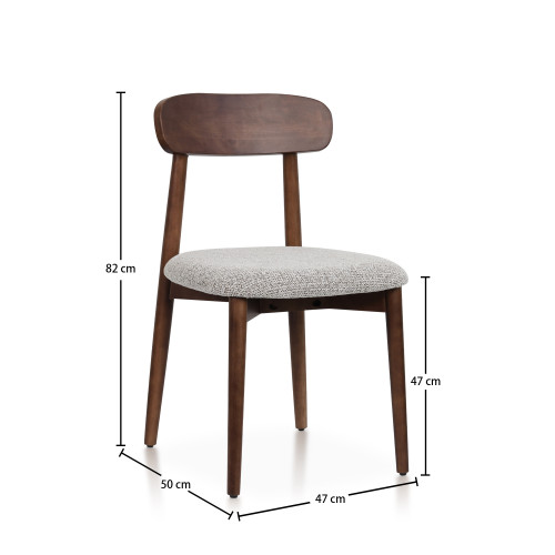 KOSMI - Chaise TERRA en bois aspect noyer et tissu chiné