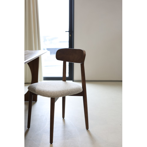KOSMI - Chaise TERRA en bois aspect noyer et tissu chiné 2