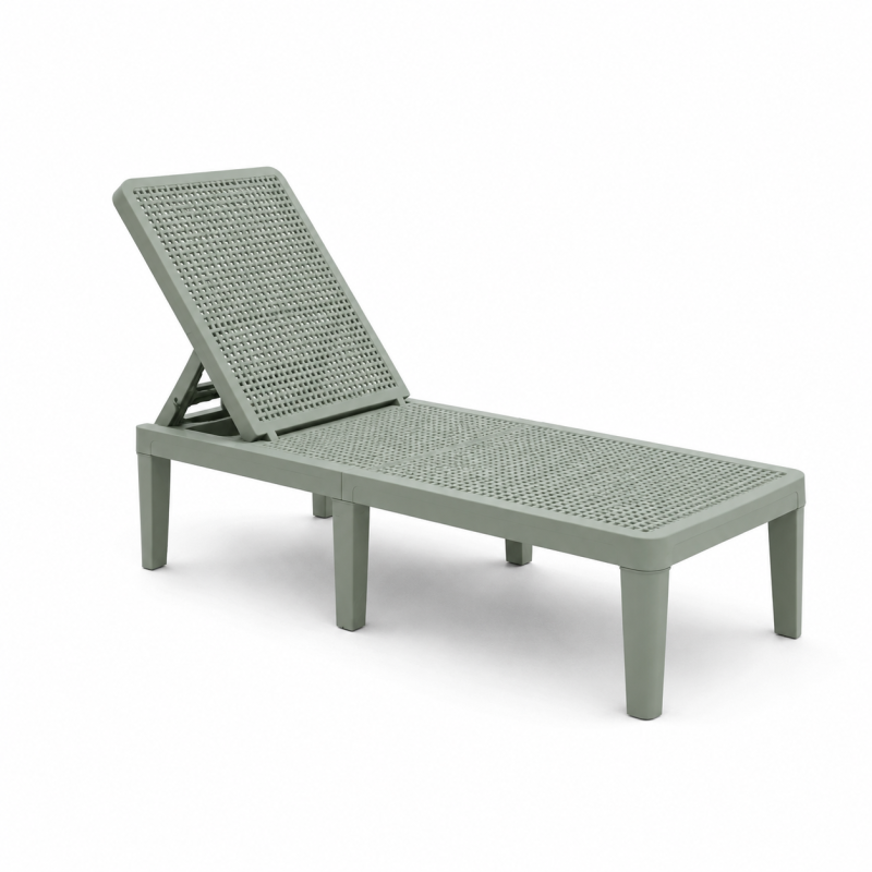 Transat de Jardin en Résine – Bain de Soleil avec Dossier Réglable – Vert foncé