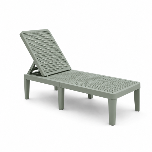 Transat de Jardin en Résine – Bain de Soleil avec Dossier Réglable – Vert foncé