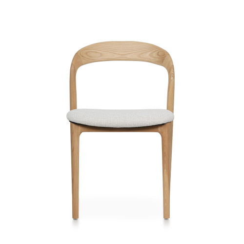 Chaise Julia en Bois de frêne Massif et Tissu chiné beige