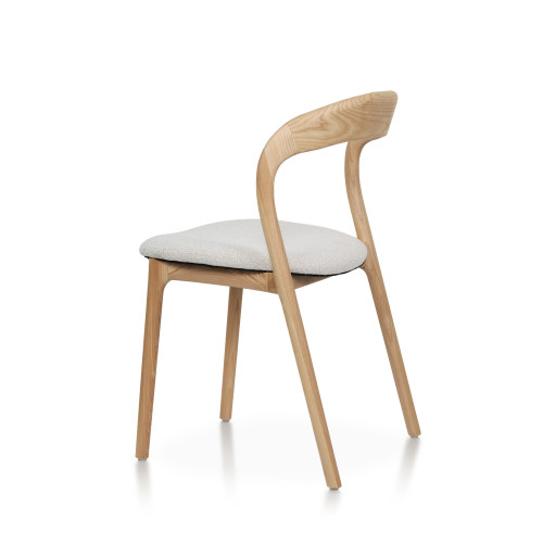 Chaise Julia en Bois de frêne Massif et Tissu chiné beige