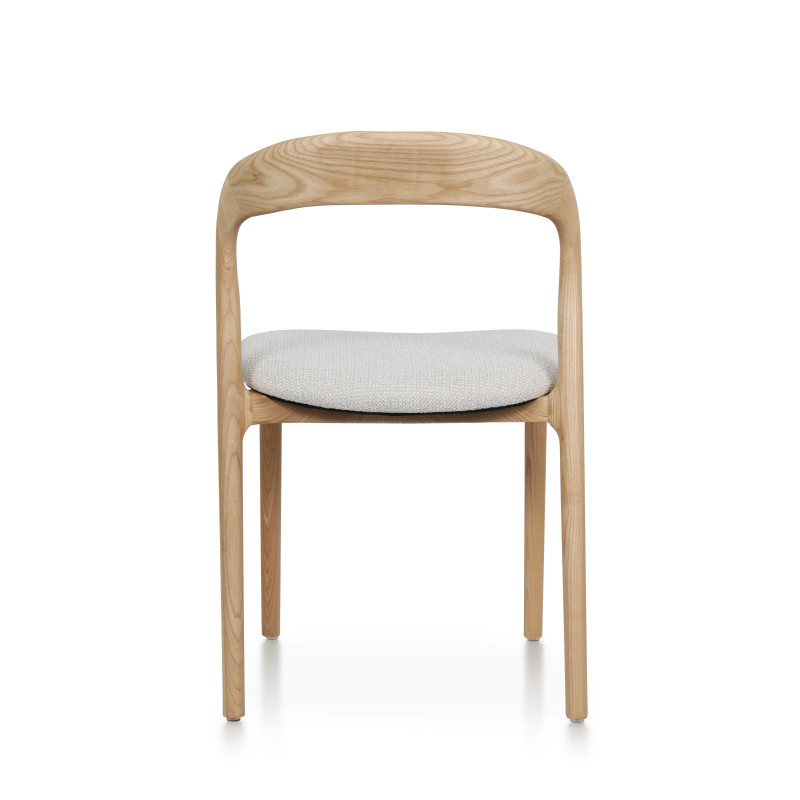 Chaise Julia en Bois de frêne Massif et Tissu chiné beige