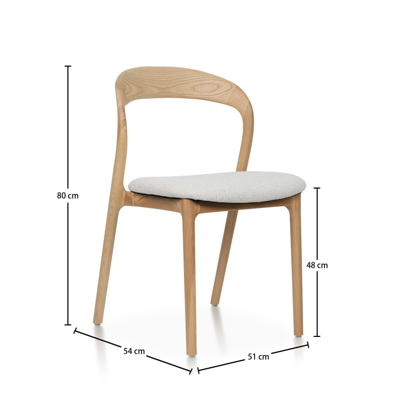 Chaise Julia en Bois de frêne Massif et Tissu chiné beige