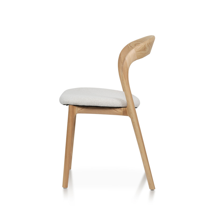 Lot de 2 chaises Julia en Bois de frêne Massif et Tissu chiné beige